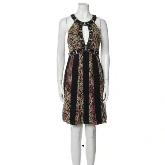Sue Wong embellished leopard halter cocktail dress Size 6 - Picture 1 of 11